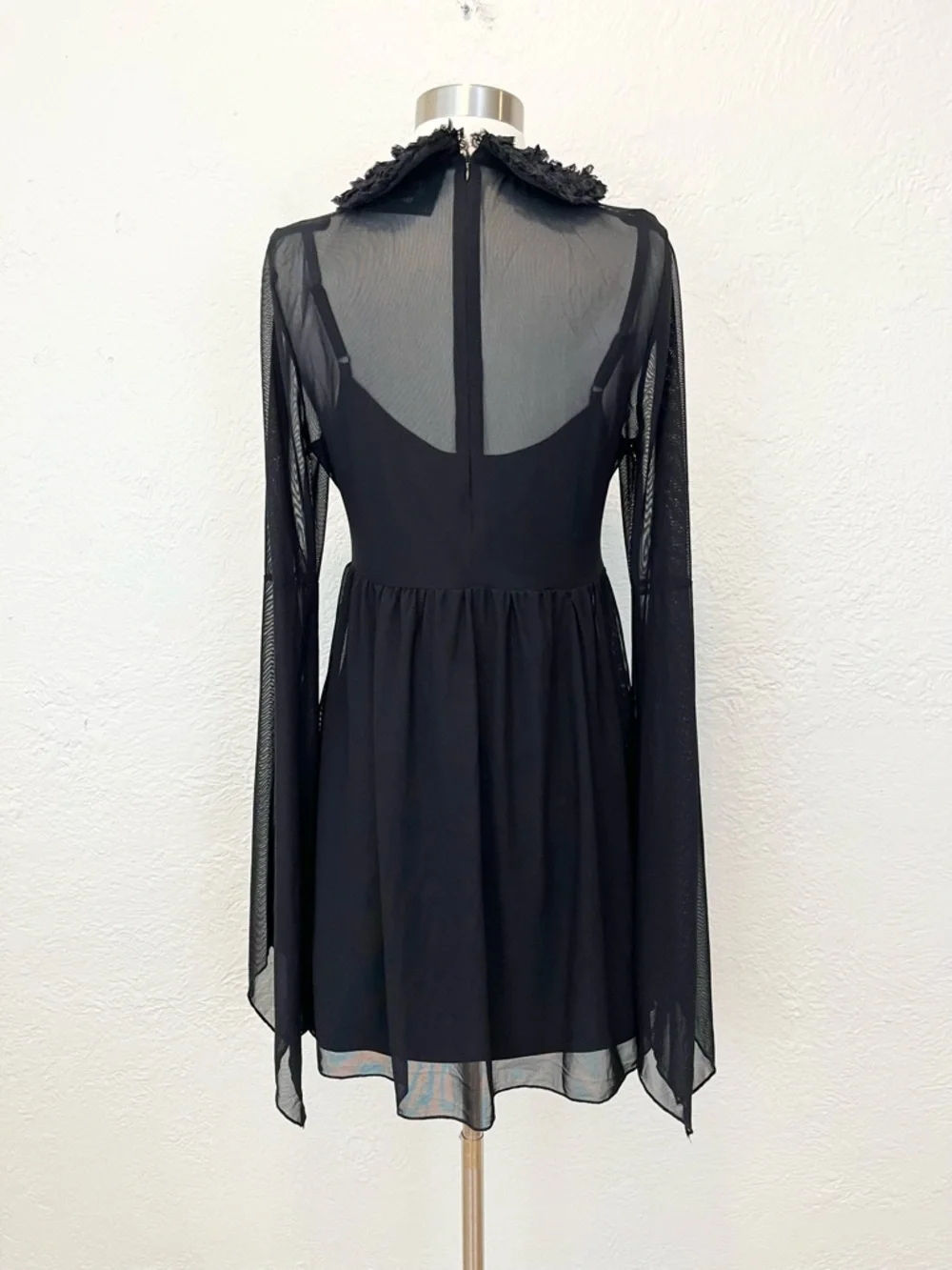 Killstar Dress Babydoll Mesh Bell Sleeve Ruffle Collar Goth Witchy Medium M - Picture 7 of 13